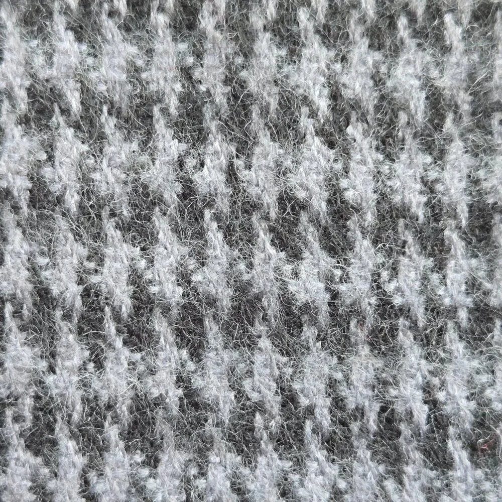 Black and Grey Cashmere Houndstooth Scarf Black Grey
